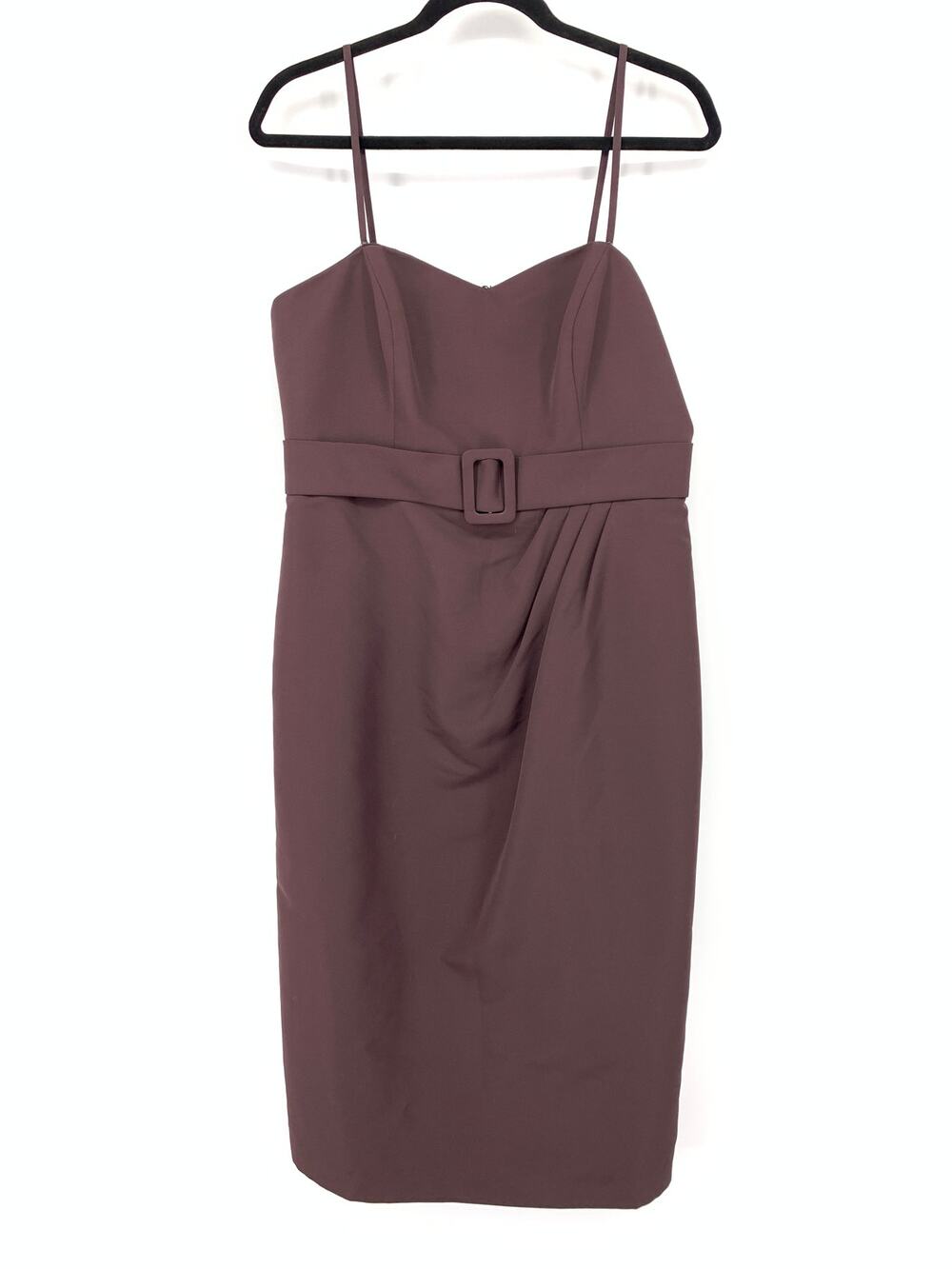Vineyard Collection Cocktail Midi Dress Womens Sz 12 Chocolate Brown Belt Detail